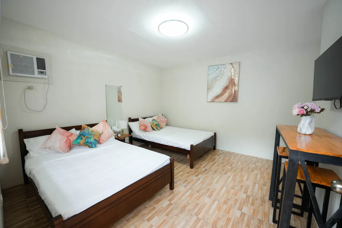 Air-conditioned bedroom with fresh linens